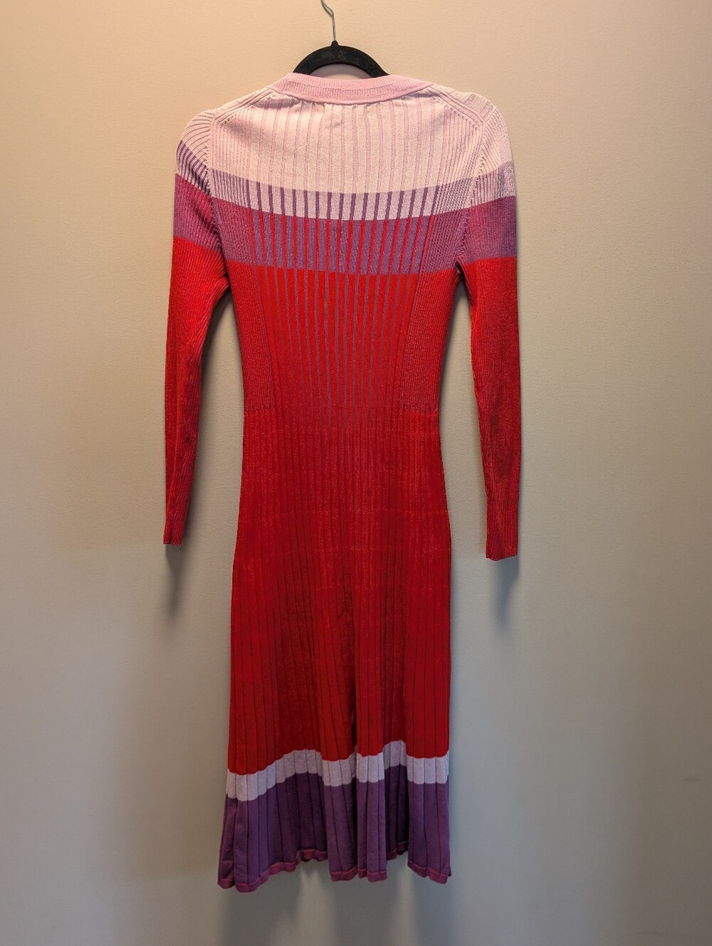Banana Republic Ribbed Knit Fit & Flare Sweater Dress Pink Red Purple M - Picture 3 of 7